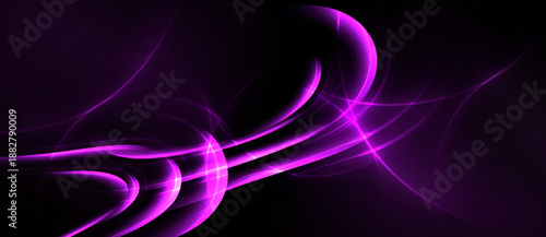 Abstract purple lines flow across dark background. Bright curves create dynamic energy, modern design. Smooth gradients suggest movement, light.