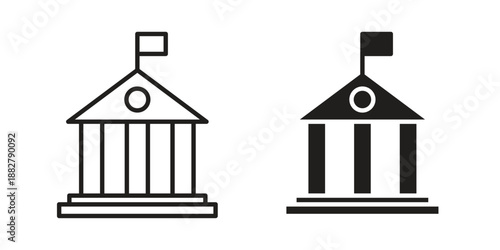 Government building icon concept template. linear or solid icon collection