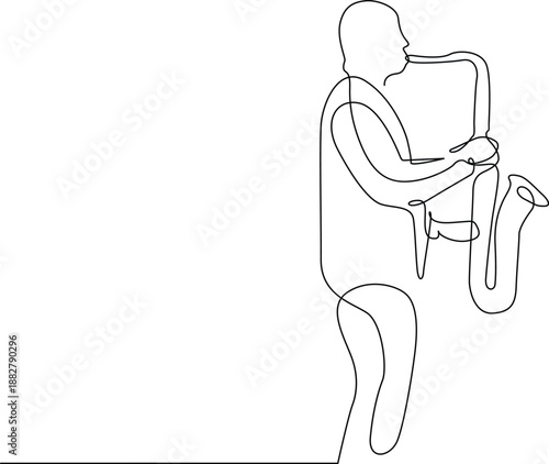 Musician playing saxophone Vector