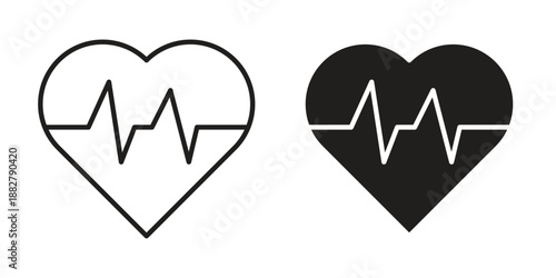 Heart rate monitor icon concept template. linear or solid icon collection