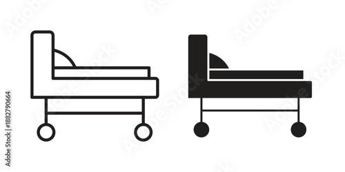Hospital bed icon concept template. linear or solid icon collection