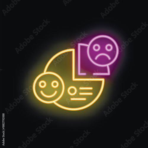Neon icon of customer satisfaction survey showing dissatisfied customers representing a business challenge