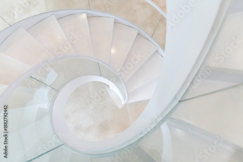 Canvastavla Beautiful white spiral staircase in the building