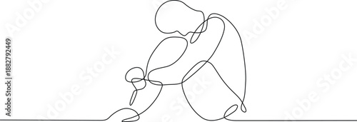 Person in contemplative pose Vector