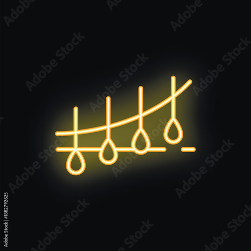 Neon style icon of a graph showing an increasing hanging rate, possibly representing despair, suicide, or capital punishment