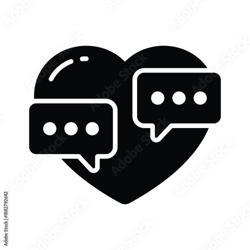 A modern glyph icon of love chatting valentines communication