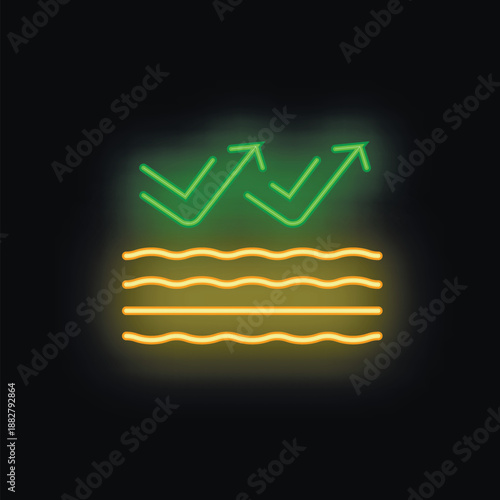 Neon icon of a breathable textile fabric allowing airflow