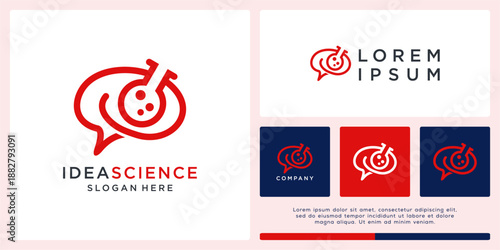 Idea science logo design with brain and tube.