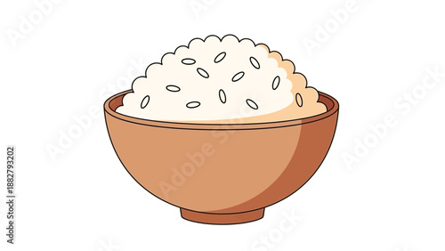 A Bowl of Steaming Rice: A Simple And Delightful Illustration Of The Staple Food