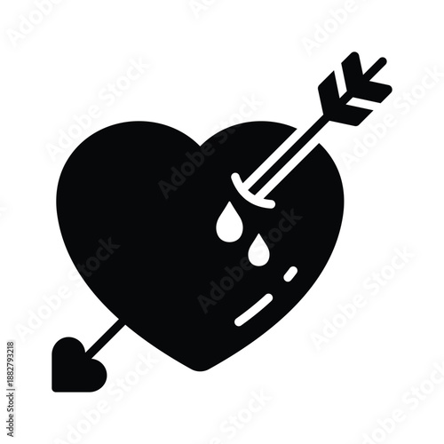 A captivating glyph icon of cupid heart valentines symbol