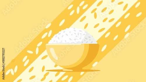A Delightful Bowl Of Rice Presented In a Beautiful Yellow Abstract Composition