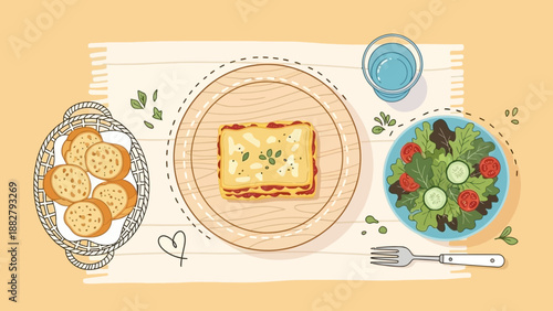 A Delightful Culinary Composition Featuring Delicious Food And Refreshing Elements