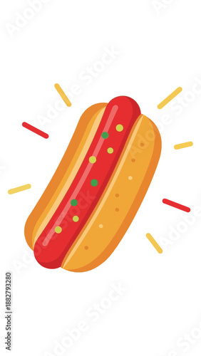 A Delightful Illustrated Hot Dog Featuring a Colorful Bun and Savory Sausage Delight