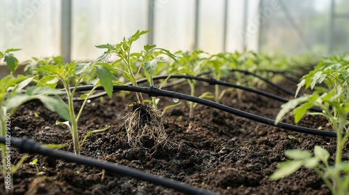 Wallpaper Mural Young tomato plants in greenhouse Torontodigital.ca