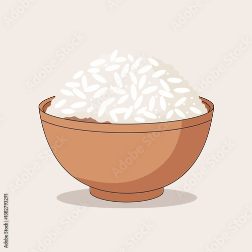 A Ceramic Bowl overflowing with Fresh, Cooked Grains Presenting Culinary Simplicity