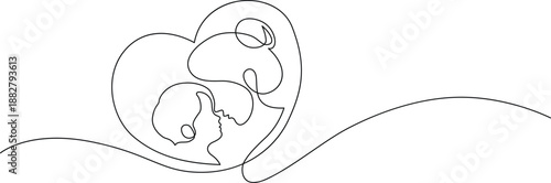 Family globe in heart Vector