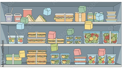 A Fully Stocked Refrigerator Depicts Freshly Prepared Meals And Groceries, Isolated
