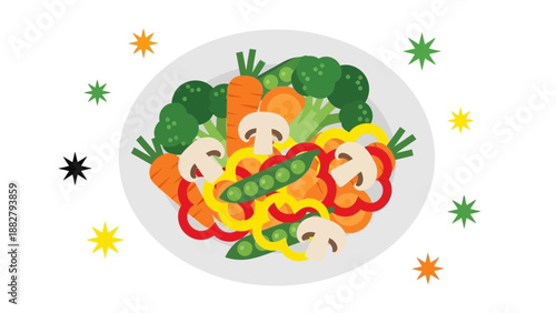 A Colorful Plate Of Freshly Prepared Vegetables And Nutritional Food On White