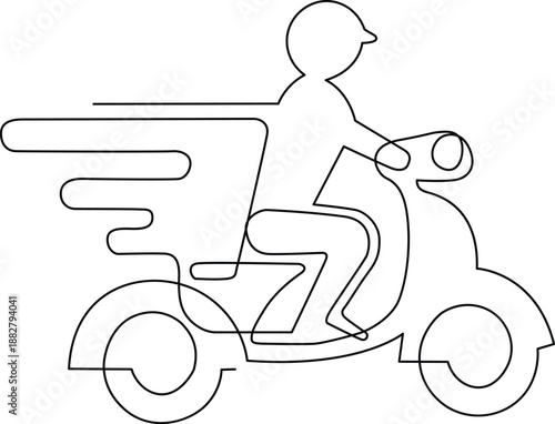 Person riding scooter Vector