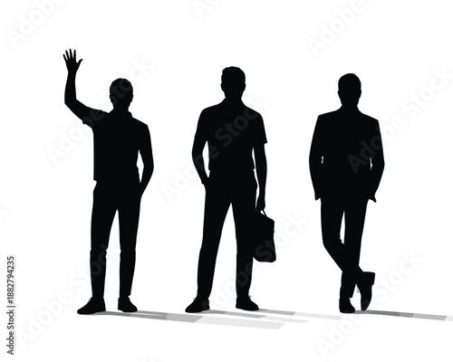 Silhouetted diverse business people standing confident in professional poses against white background employee workforce representation concept for corporate communication teamwork and leadership pres