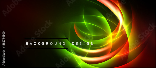Bright abstract lines create dynamic visual effect. Vivid colors blend, forming modern background design. Smooth gradients enhance overall aesthetic.