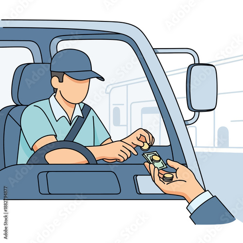 Driver receiving payment from customer