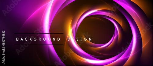 Abstract swirls, vibrant colors, purple, orange, yellow. Dynamic composition creates modern visual impact. Background design element.