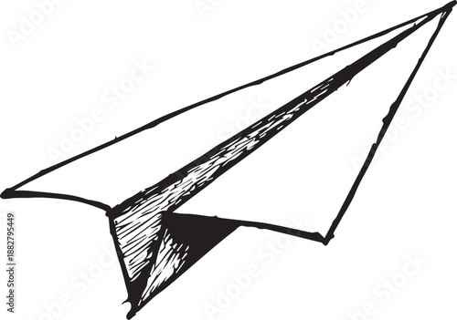 A simple paper airplane soars gracefully, embodies the dream of flight and adventure, suggesting themes of travel, exploration, and freedom.