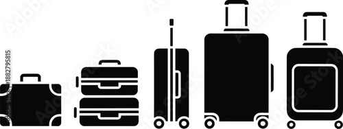 Modern travel suitcases luggage set for vacation trip vector illustration travel baggage wheeled suitcase collection for holiday tourism business trip packing light journey preparation travel concept