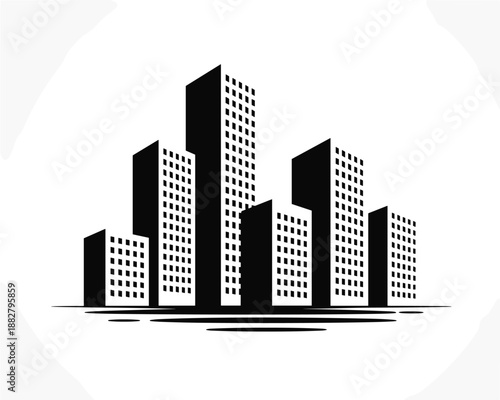 Modern Cityscape Skyline Silhouette Vector Illustration of Urban Buildings in Abstract Design for Real Estate Development and Architecture Company Branding Corporate Identity and Town Planning Project