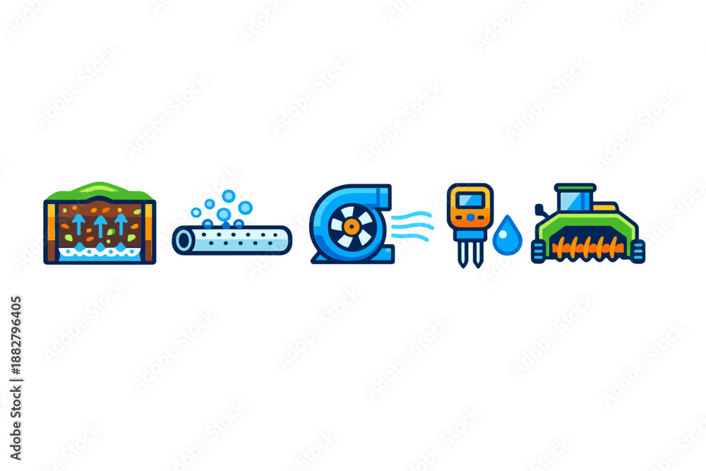 Naklejka premium Agricultural technology and soil management icons