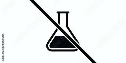 Prohibited Round Bottom Flask Chemical Laboratory Glassware in Biomedical Research Study with Line Through for Restriction Concept Science Experiment Prohibition Vector Illustration for Pharmaceutical