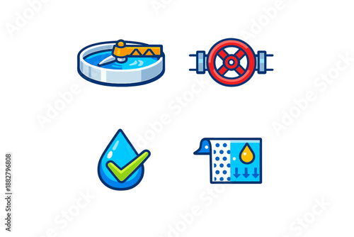 Water treatment icons set