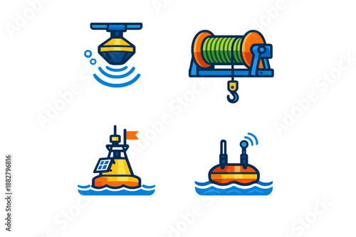 Set of nautical technology icons