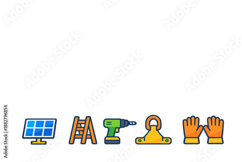 Solar panel installation tools and safety equipment