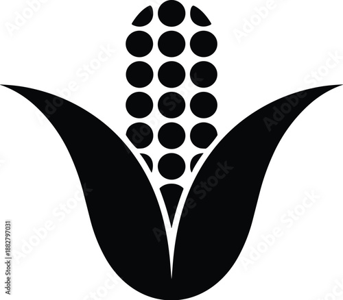 Stylized black corn on the cob vector illustration icon design for agriculture farming harvest season healthy eating concept vegan lifestyle graphic resource in food industry organic farm market templ