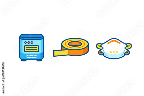Icon set of health and safety items