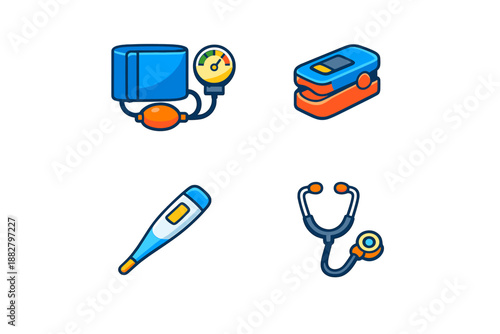 Medical Instruments Icons on Dark Background