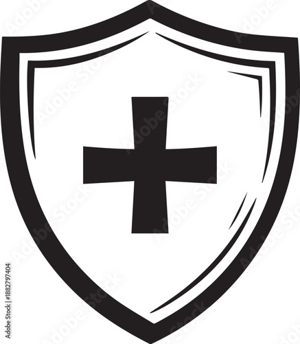 A stark emblem of protection and healthcare, a bold cross symbolizes aid, security, and well-being.
