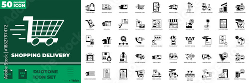 Shopping Delivery Duotone Editable Icons set