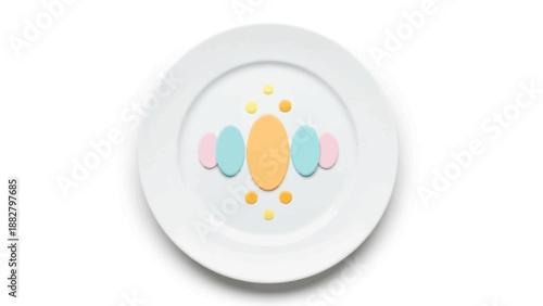 Abstract Colorful Design on a White Plate for Food Decoration and Creative Concepts
