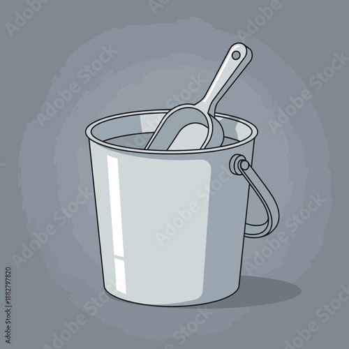 A Simple Illustration of a Bucket with a Scoop Depicting the Concept of Coolness and Freshness