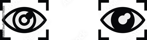 Biometric eye scan vector icon set for secure access control concept digital identity verification technology iris recognition system cybersecurity solutions authentication process data protection and