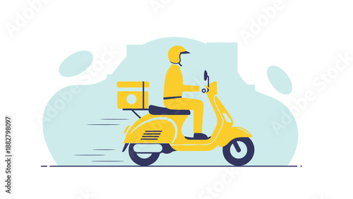 A Speedy Delivery Driver on a Yellow Scooter Providing Quick Food and Package Transportation
