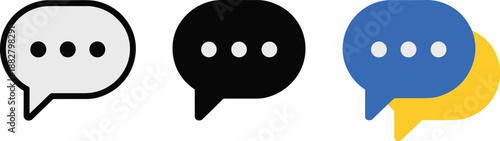 Modern communication speech bubble icons set for social media marketing in a minimalist style conversation concept involving message notifications and digital interaction in technology and business fo
