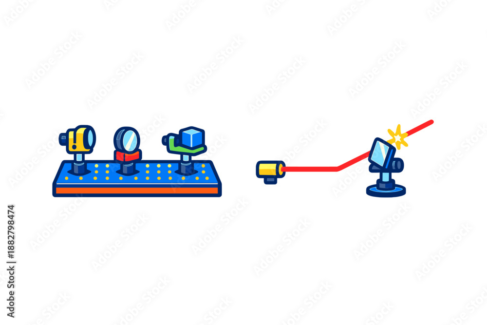 Naklejka premium Laser beam reflecting off a mirror in a science experiment