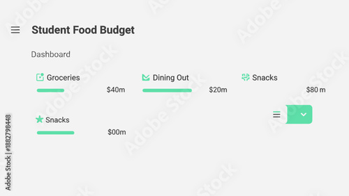 A Visual Representation of a Student's Food Budget, Dashboard and Expense Breakdown