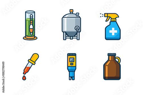 Brewing and laboratory equipment icons