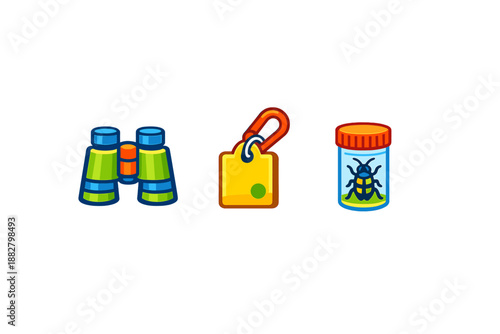 Set of three stylized icons on a gradient background