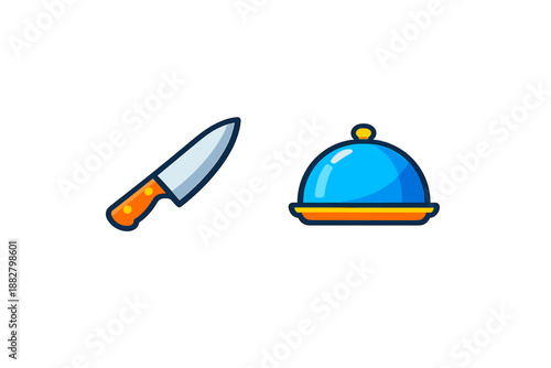 Chef's knife and food cloche icon